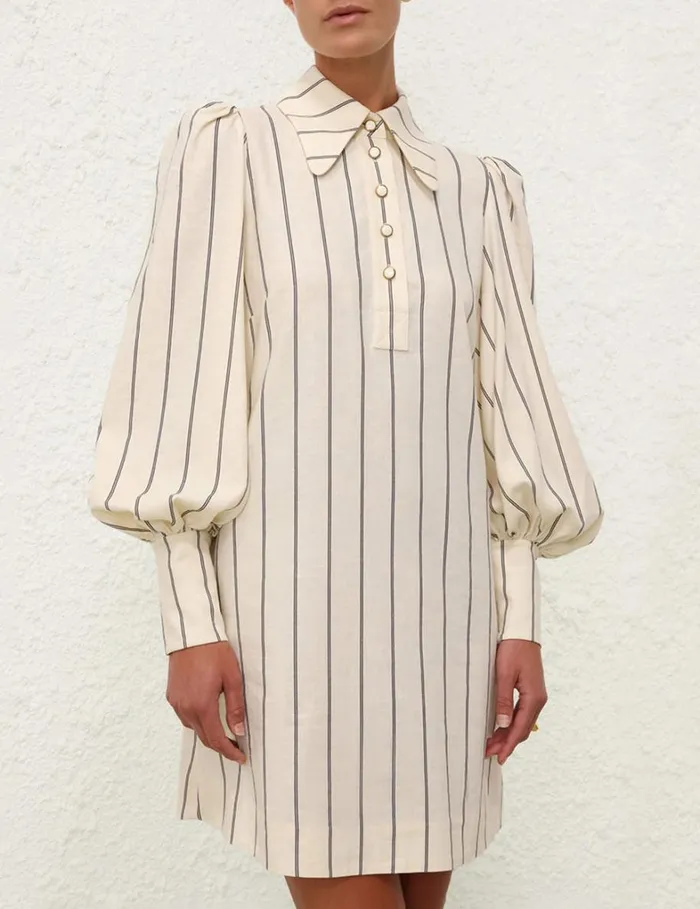 Women Dresses Zimmermann Natura Stripe Tunic Dress Navycream Stripe