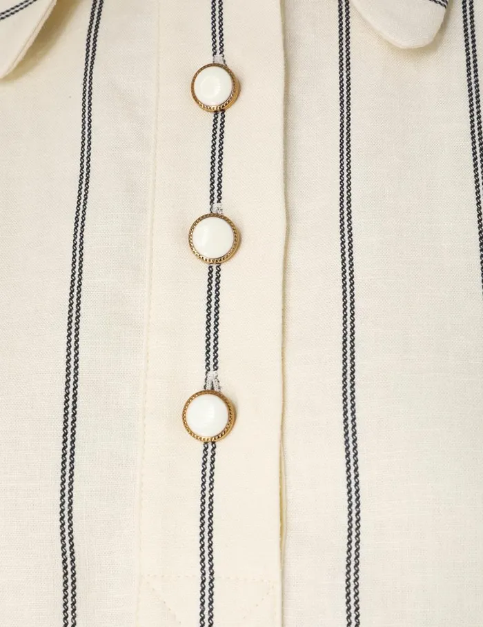Women Dresses Zimmermann Natura Stripe Tunic Dress Navycream Stripe