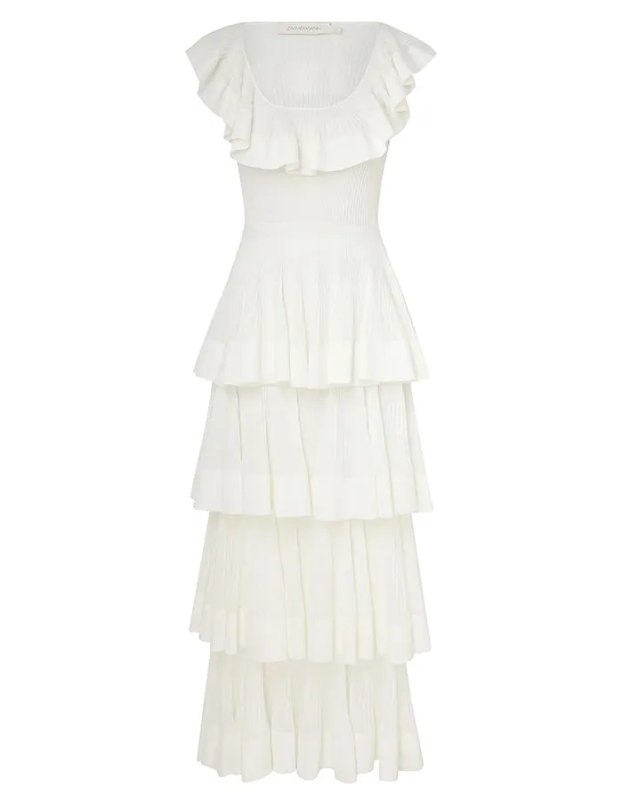 Women Dresses Zimmermann Natura Tiered Ruffle Dress Cream