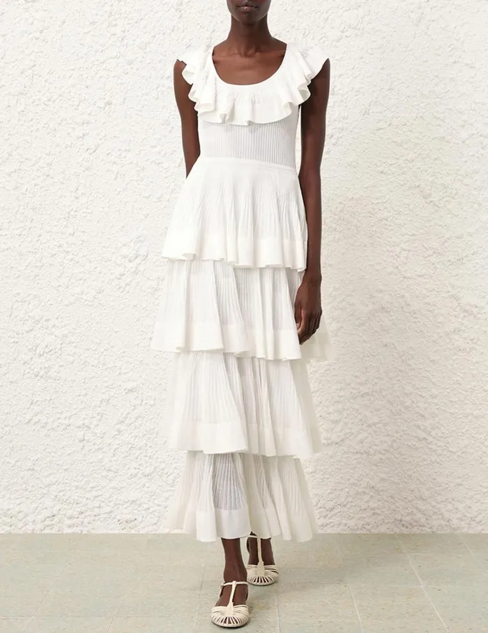 Women Dresses Zimmermann Natura Tiered Ruffle Dress Cream