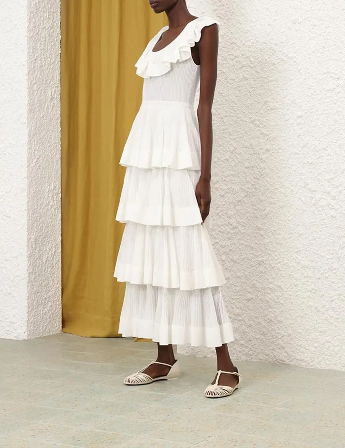 Women Dresses Zimmermann Natura Tiered Ruffle Dress Cream