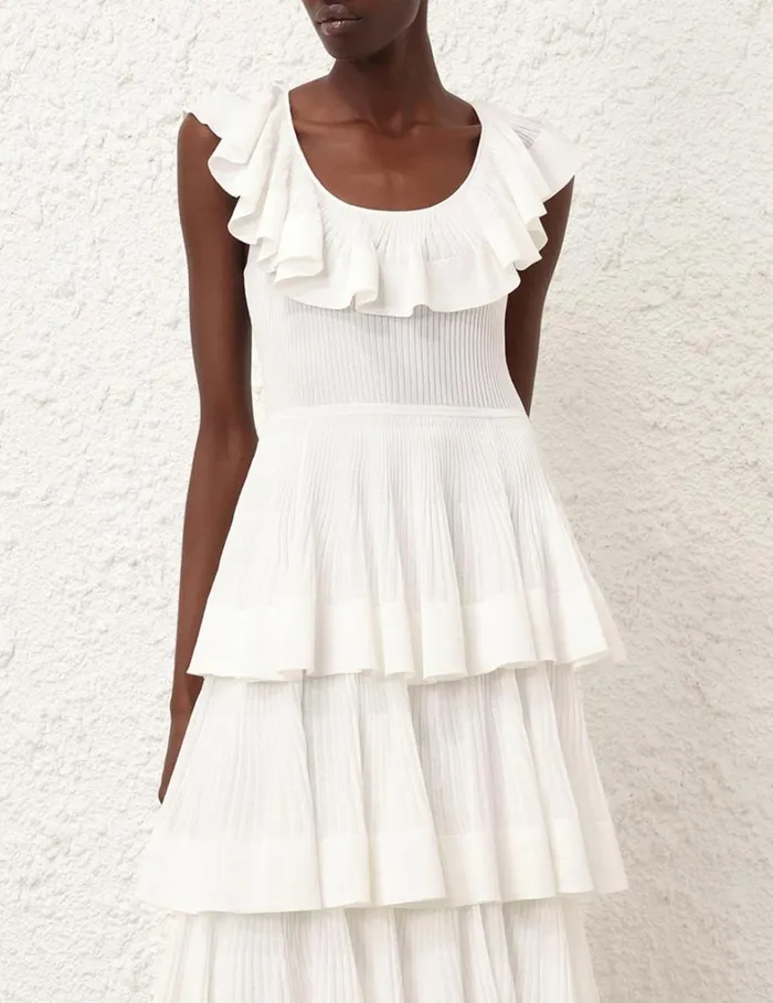 Women Dresses Zimmermann Natura Tiered Ruffle Dress Cream