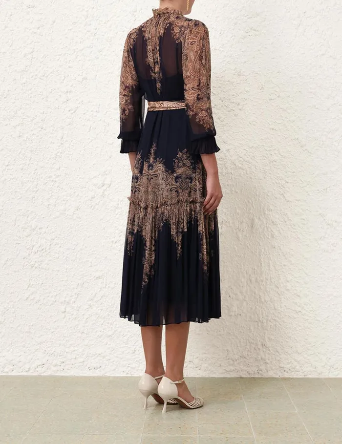 Women Dresses Zimmermann Natura Tubular Midi Navy Paisley