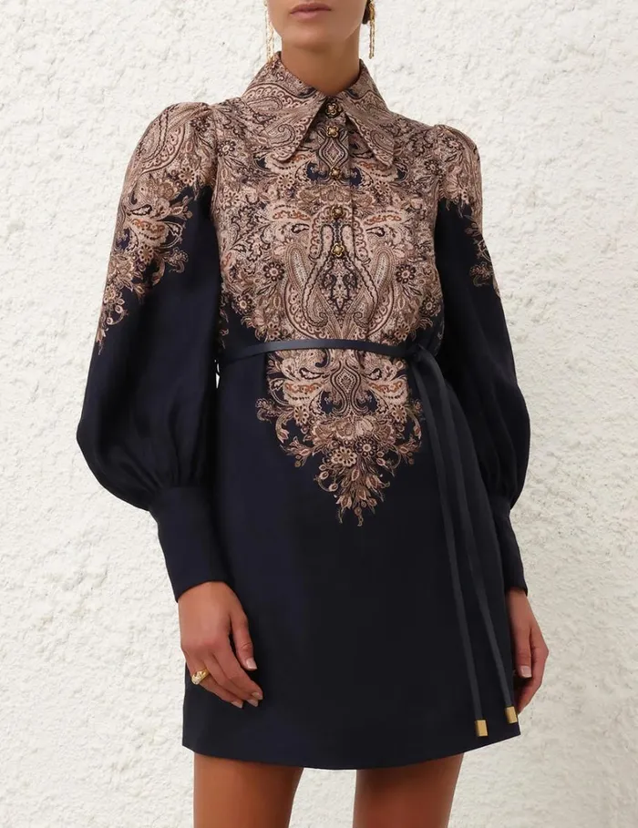 Women Dresses Zimmermann Natura Tunic Dress Navy Paisley