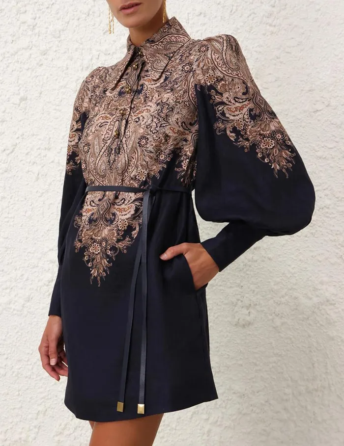 Women Dresses Zimmermann Natura Tunic Dress Navy Paisley
