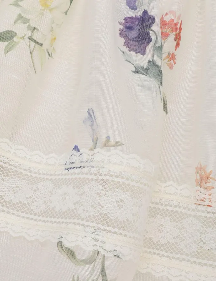 Women Dresses Zimmermann Natura V Neck Lace Mini Dress Multi Botanical Ivory