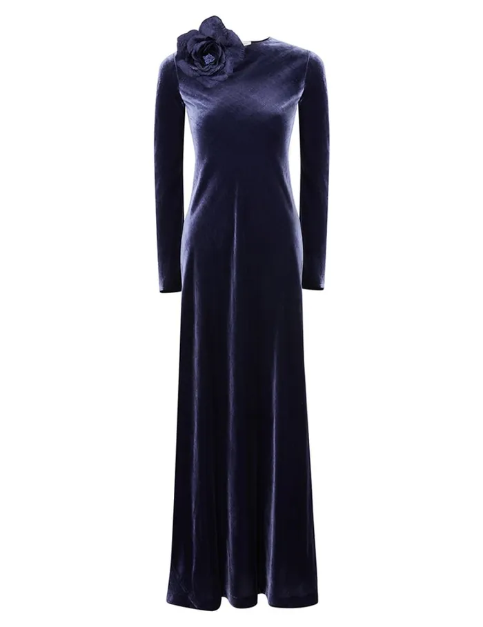 Women Dresses Zimmermann Natura Velvet Bias Slip Dress Navy