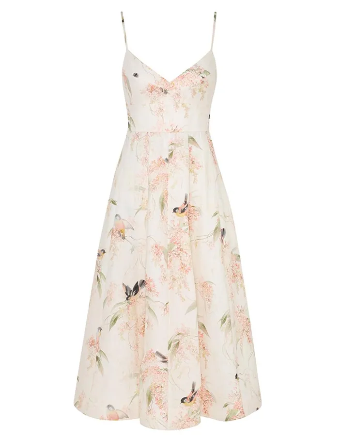 Women Dresses Zimmermann Picnic Dress Coral Birds