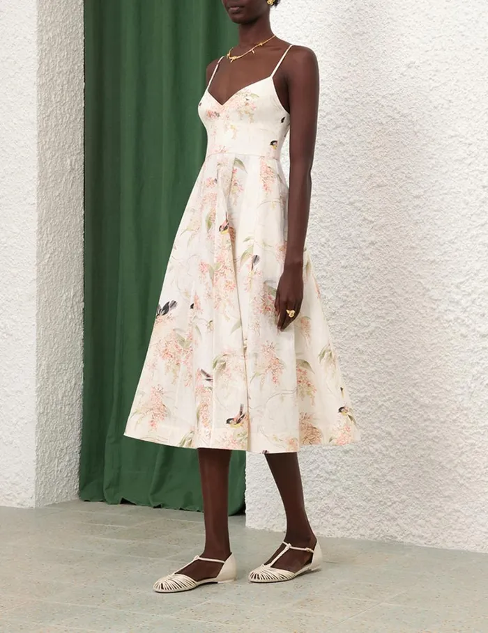 Women Dresses Zimmermann Picnic Dress Coral Birds