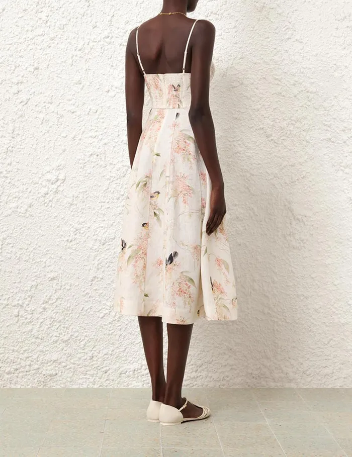 Women Dresses Zimmermann Picnic Dress Coral Birds