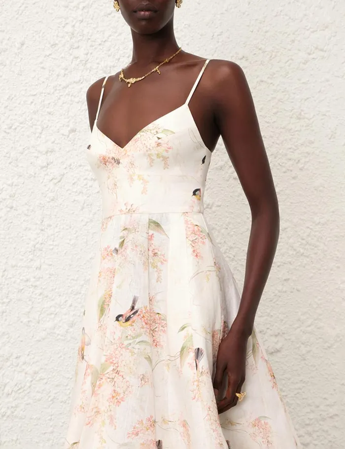 Women Dresses Zimmermann Picnic Dress Coral Birds