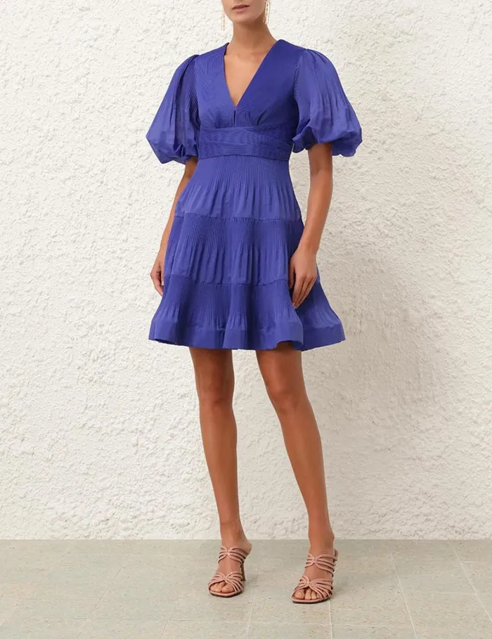 Women Dresses Zimmermann Pleated Mini Dress Lapis