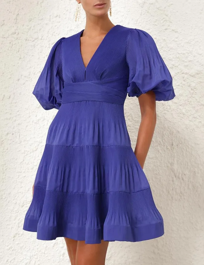 Women Dresses Zimmermann Pleated Mini Dress Lapis
