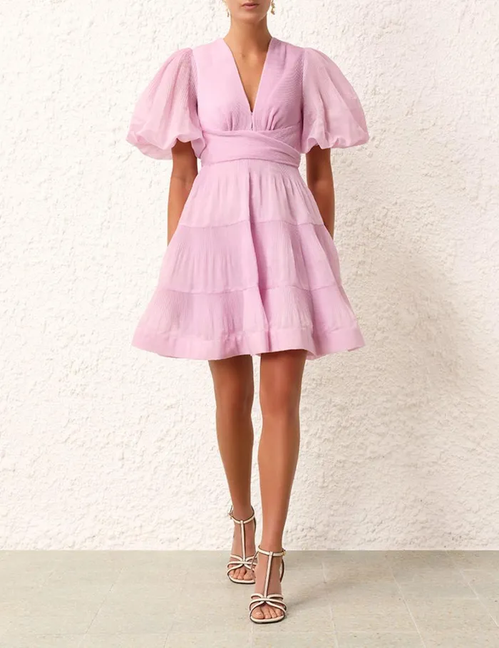 Women Dresses Zimmermann Pleated Mini Dress Pink