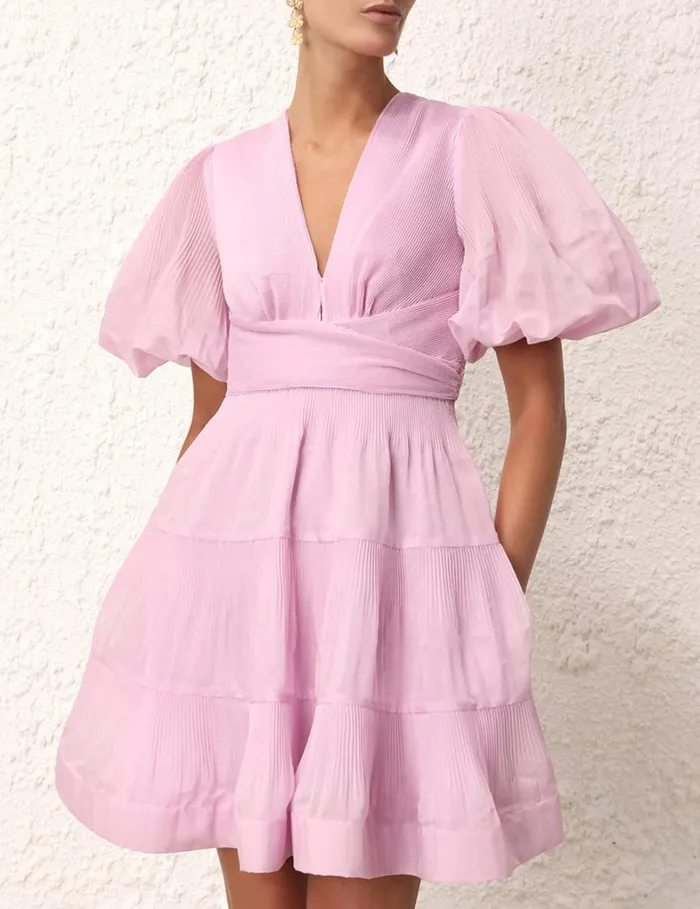 Women Dresses Zimmermann Pleated Mini Dress Pink