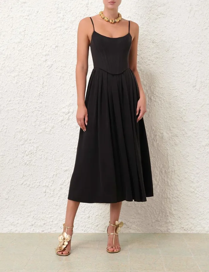 Women Dresses Zimmermann Silk Corset Dress Black