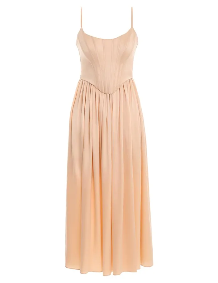 Women Dresses Zimmermann Silk Corset Dress Sand
