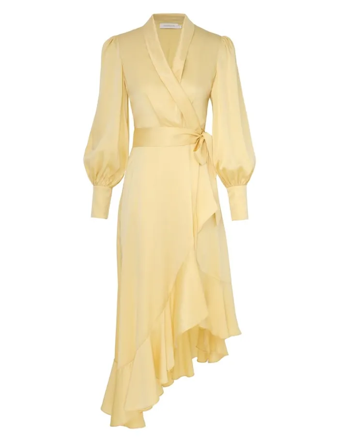Women Dresses Zimmermann Silk Wrap Midi Dress Butter