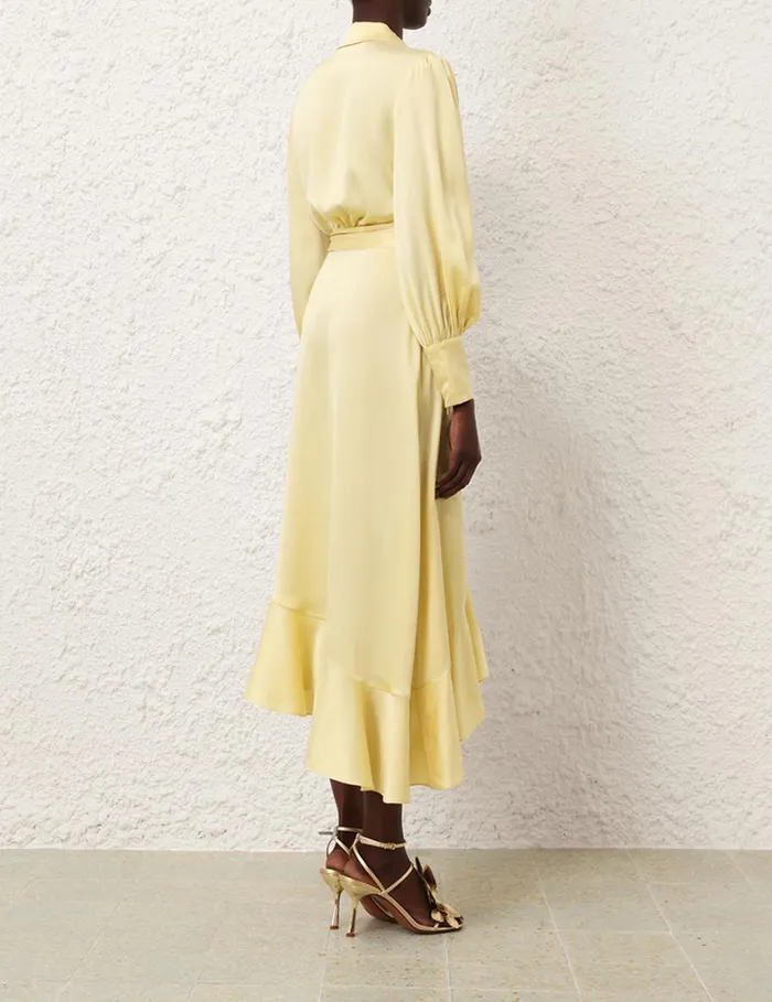 Women Dresses Zimmermann Silk Wrap Midi Dress Butter