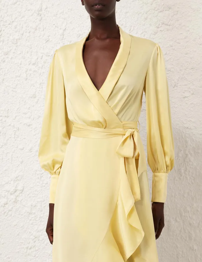 Women Dresses Zimmermann Silk Wrap Midi Dress Butter