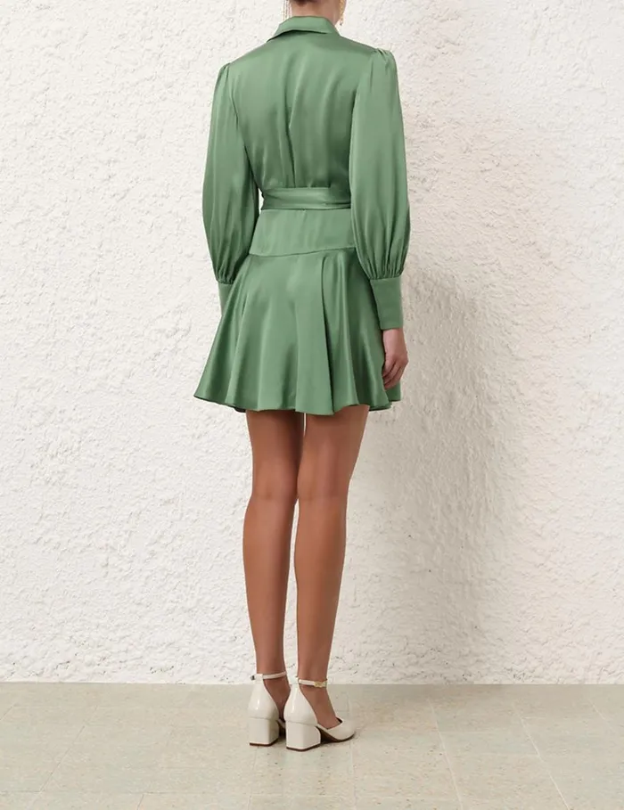 Women Dresses Zimmermann Silk Wrap Mini Dress Matcha