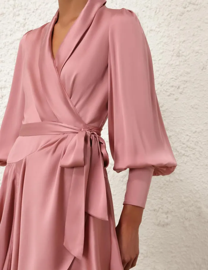 Women Dresses Zimmermann Silk Wrap Mini Dress Rose