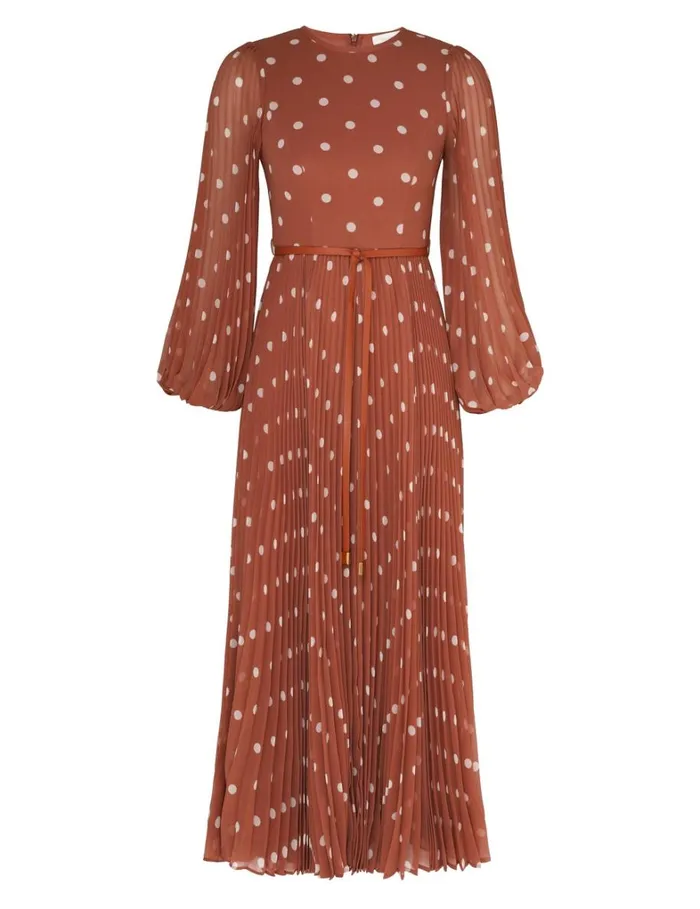 Women Dresses Zimmermann Sunray Long Sleeve Midi Aragoncream Dot