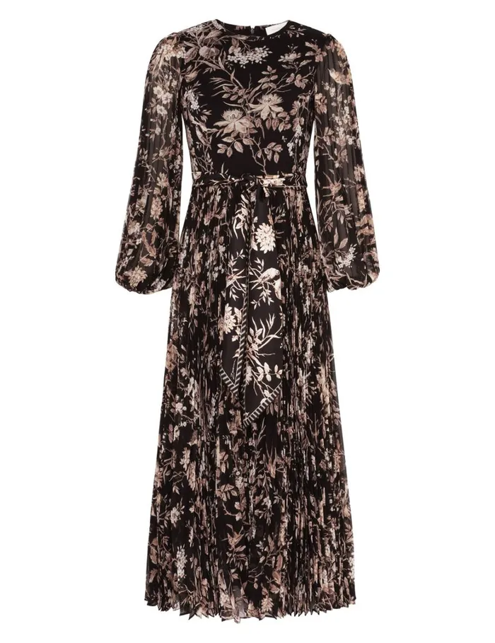 Women Dresses Zimmermann Sunray Long Sleeve Midi Black Mockingbird