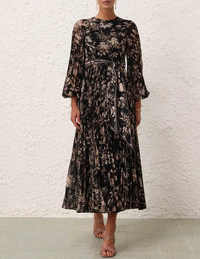 Women Dresses Zimmermann Sunray Long Sleeve Midi Black Mockingbird