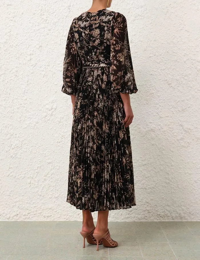 Women Dresses Zimmermann Sunray Long Sleeve Midi Black Mockingbird