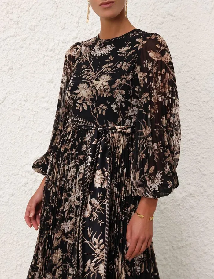 Women Dresses Zimmermann Sunray Long Sleeve Midi Black Mockingbird