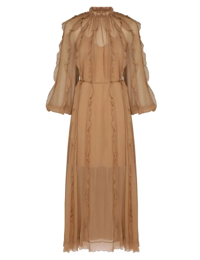 Women Dresses Zimmermann Tranquillity Billow Midi Tan