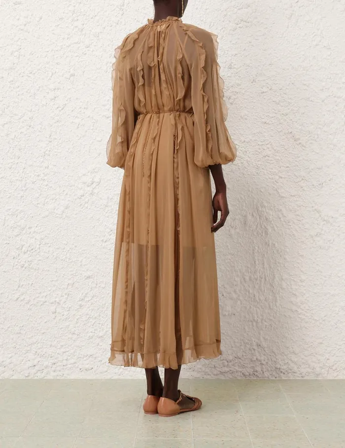 Women Dresses Zimmermann Tranquillity Billow Midi Tan