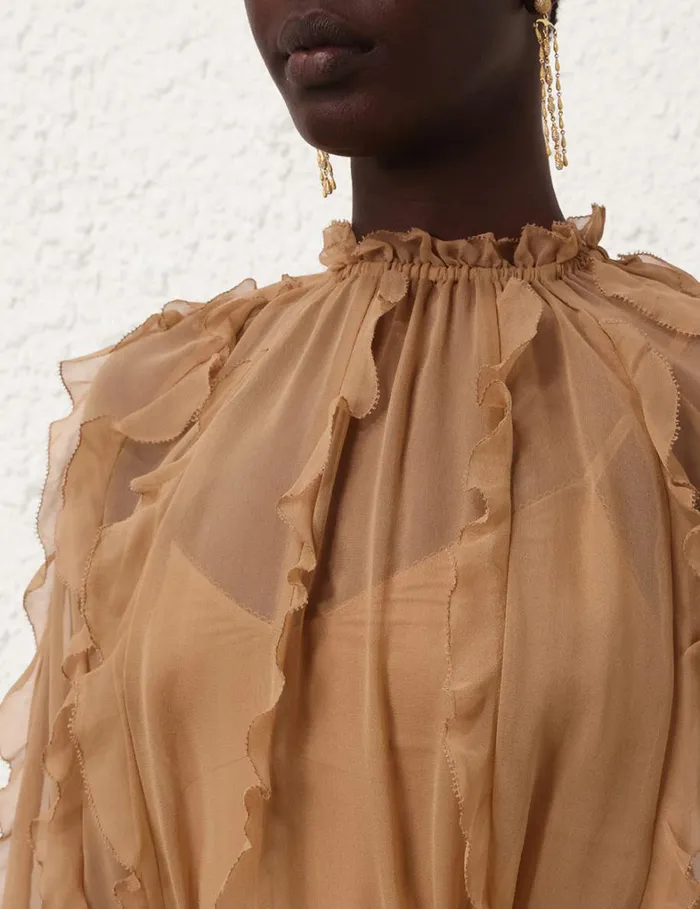 Women Dresses Zimmermann Tranquillity Billow Midi Tan