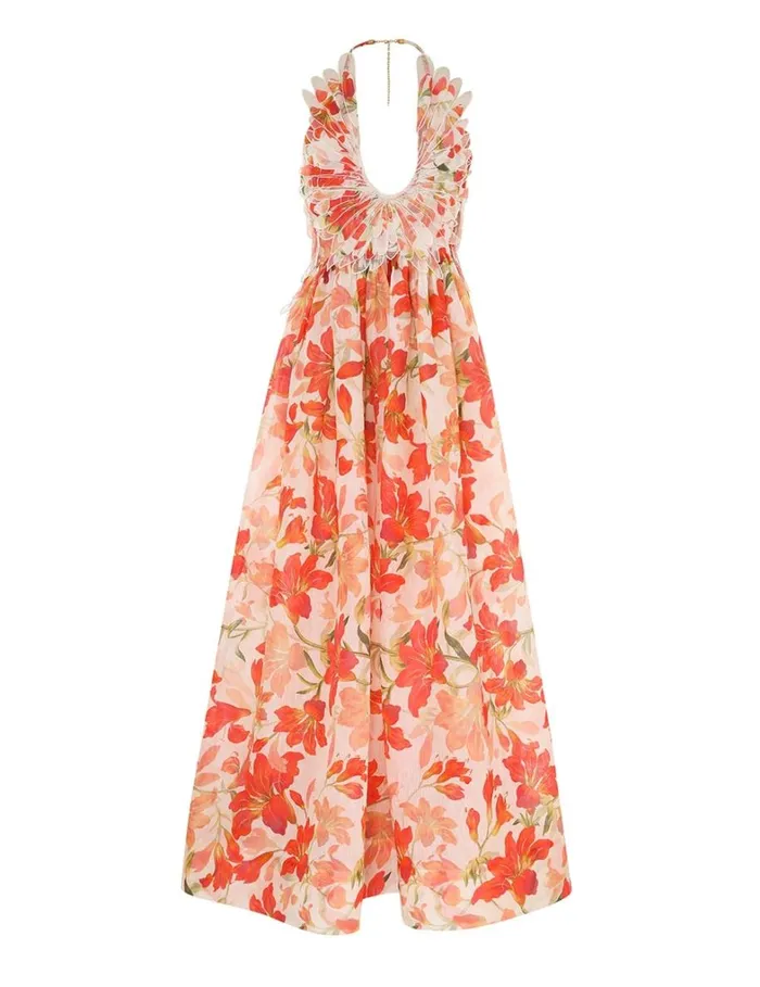 Women Dresses Zimmermann Tranquillity Feather Dress Red Lily