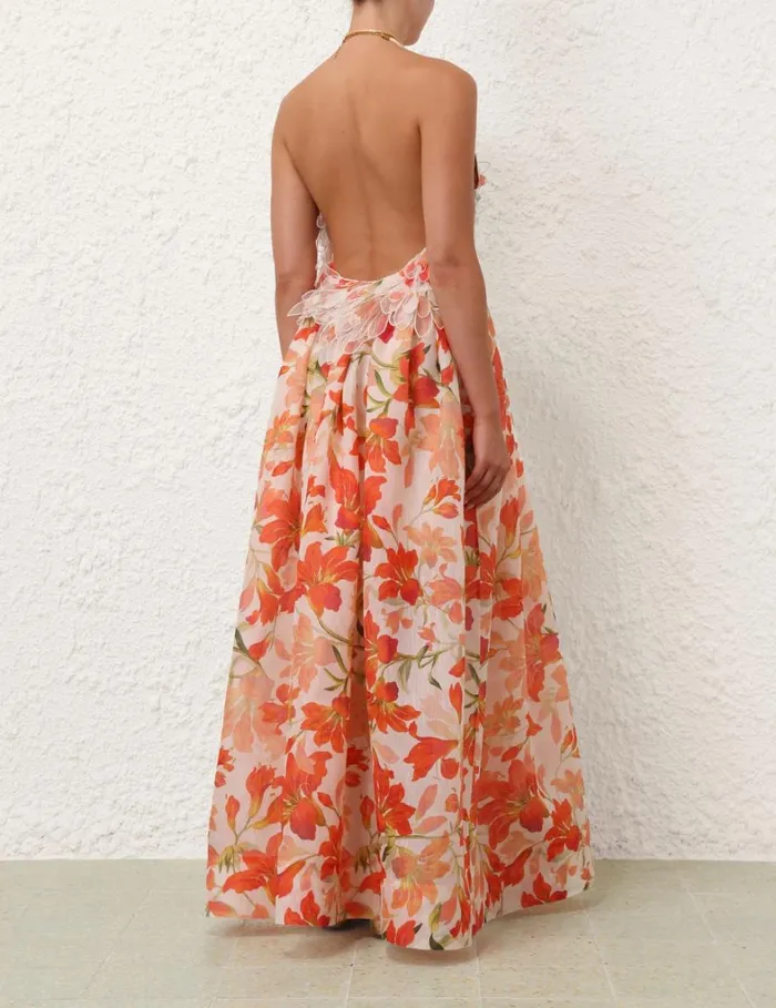 Women Dresses Zimmermann Tranquillity Feather Dress Red Lily