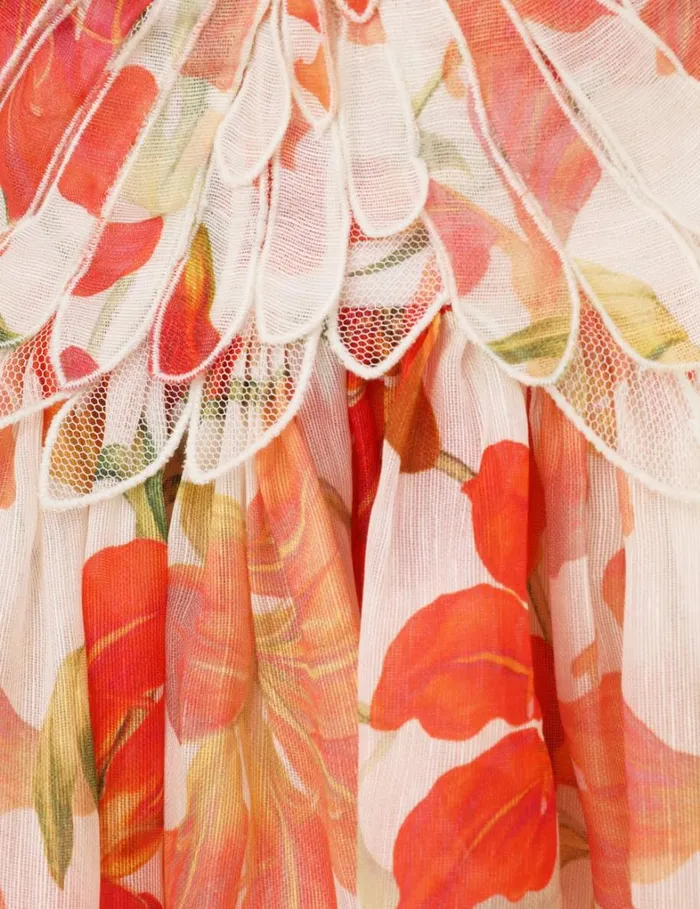 Women Dresses Zimmermann Tranquillity Feather Dress Red Lily