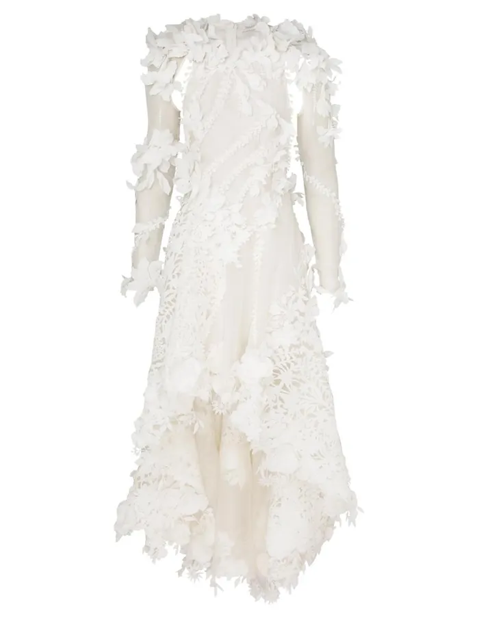 Women Dresses Zimmermann Tranquillity Lasercut Midi Ivory
