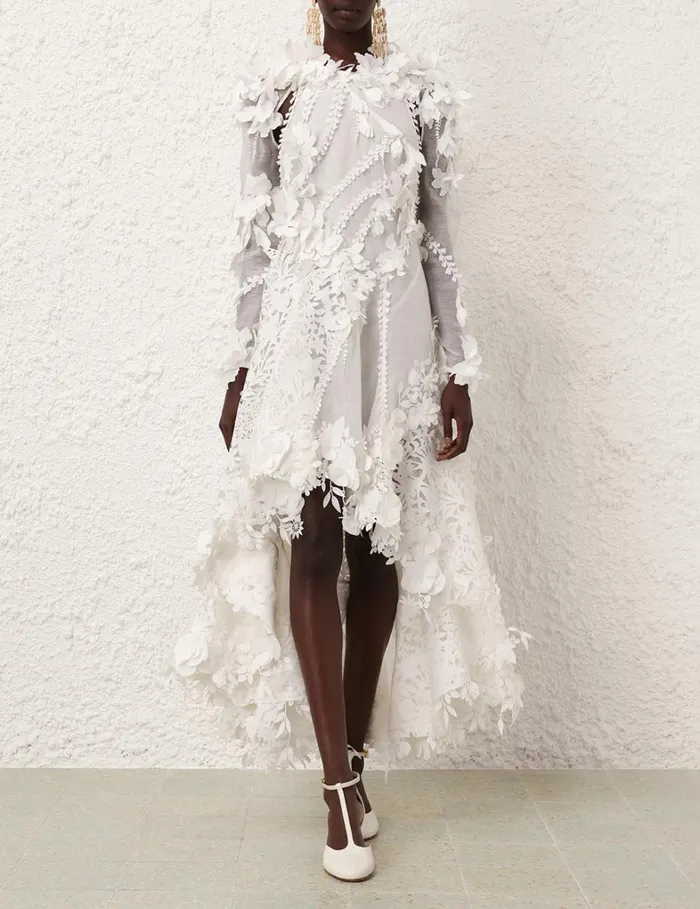 Women Dresses Zimmermann Tranquillity Lasercut Midi Ivory
