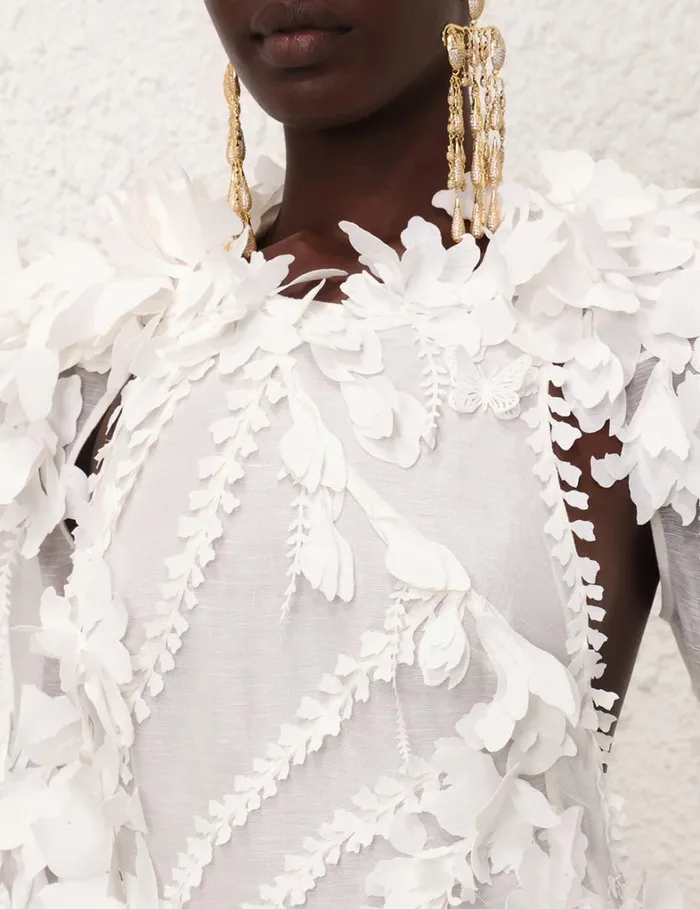 Women Dresses Zimmermann Tranquillity Lasercut Midi Ivory
