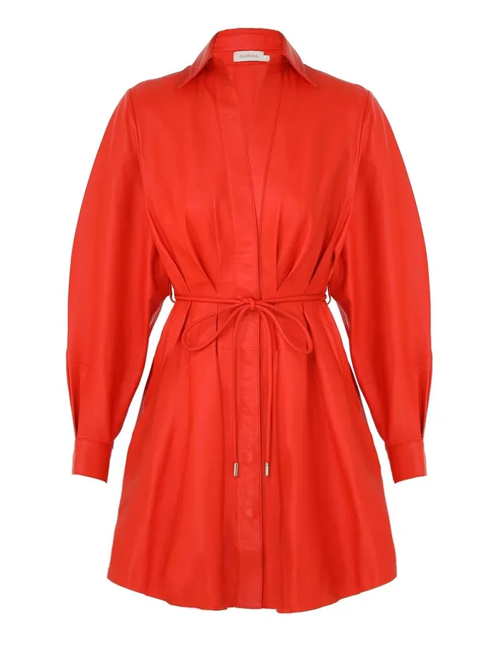 Women Dresses Zimmermann Tranquillity Leather Dress Tomato
