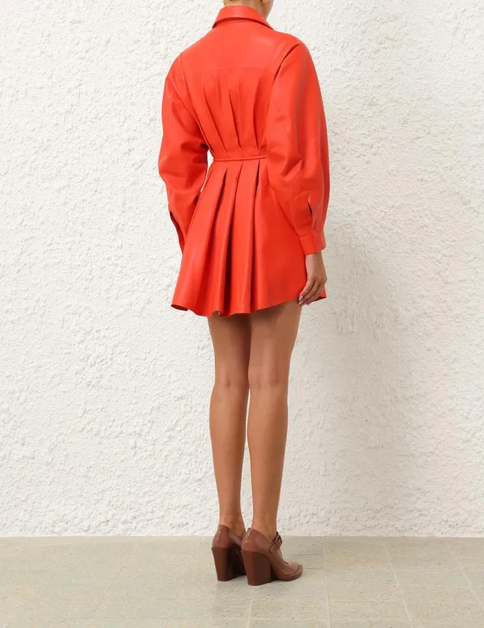 Women Dresses Zimmermann Tranquillity Leather Dress Tomato