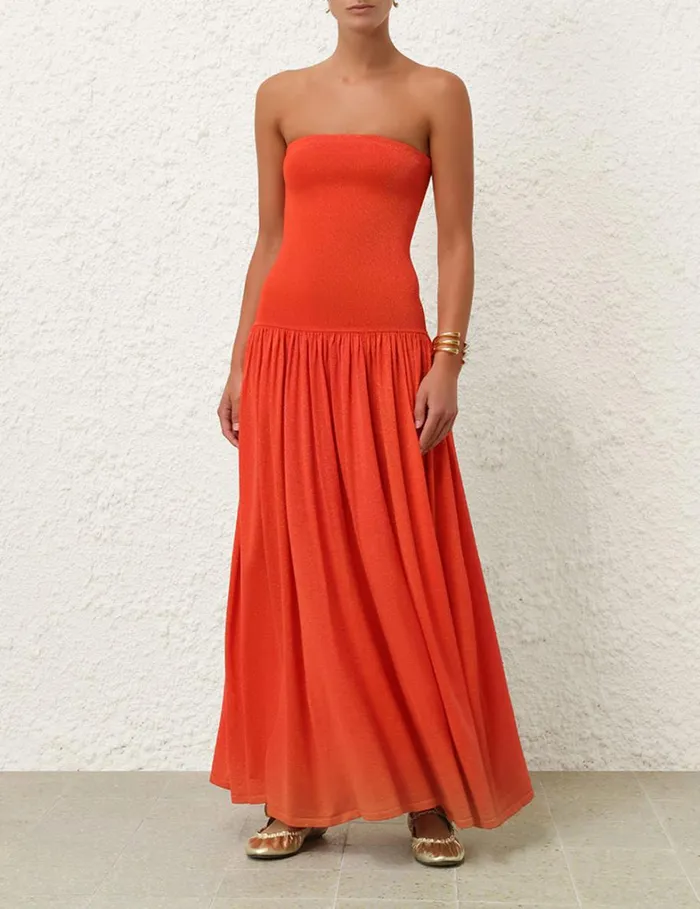 Women Dresses Zimmermann Tranquillity Metallic Dress Tomato