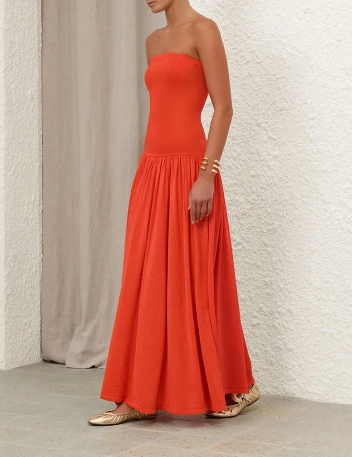 Women Dresses Zimmermann Tranquillity Metallic Dress Tomato