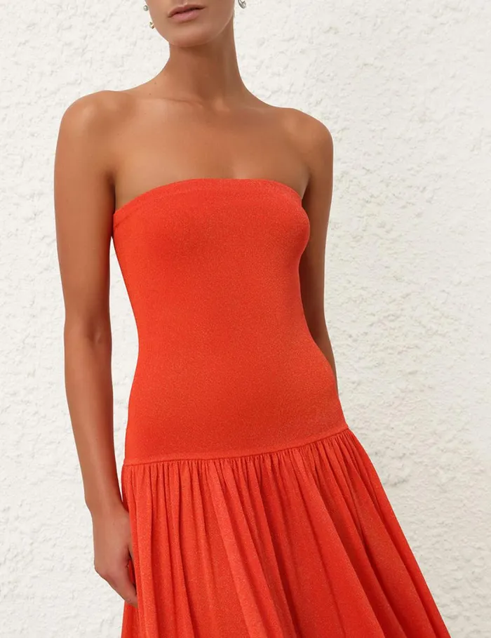 Women Dresses Zimmermann Tranquillity Metallic Dress Tomato