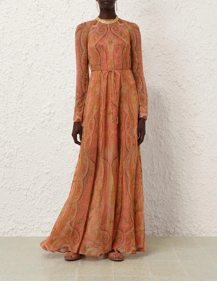 Women Dresses Zimmermann Tranquillity Sheath Dress Red Paisley