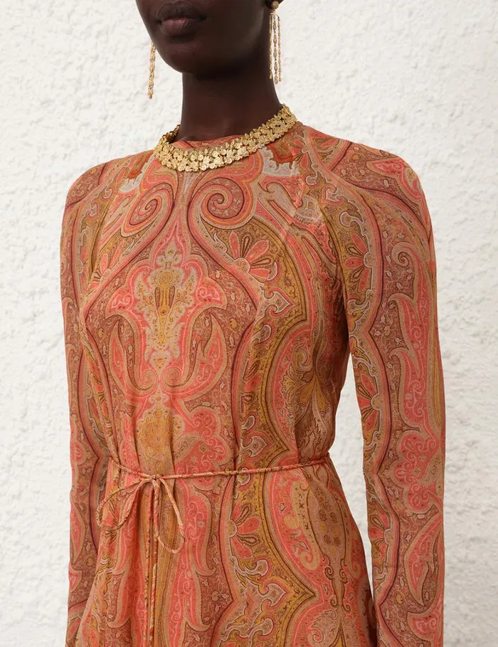 Women Dresses Zimmermann Tranquillity Sheath Dress Red Paisley