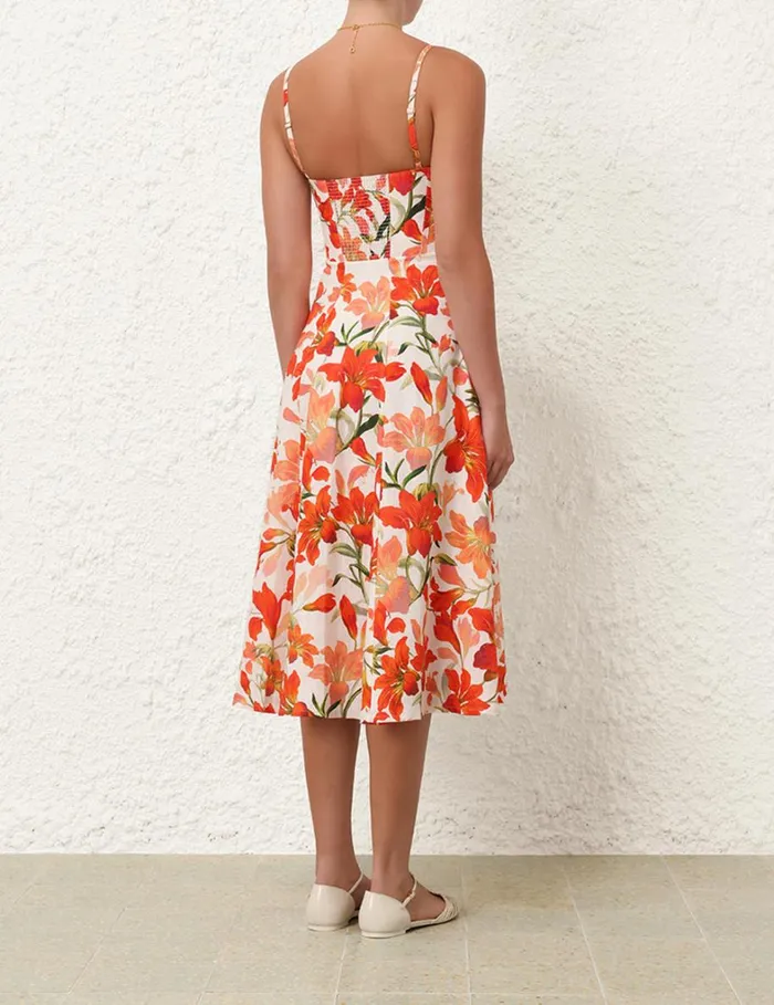 Women Dresses Zimmermann Tranquillity Zipped Midi Dress Red Lily