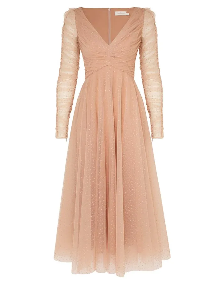 Women Dresses Zimmermann Tulle Ballet Dress Nudegold Dot