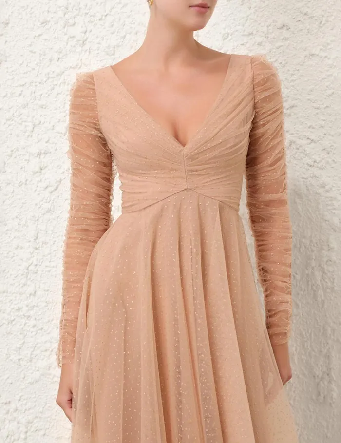 Women Dresses Zimmermann Tulle Ballet Dress Nudegold Dot